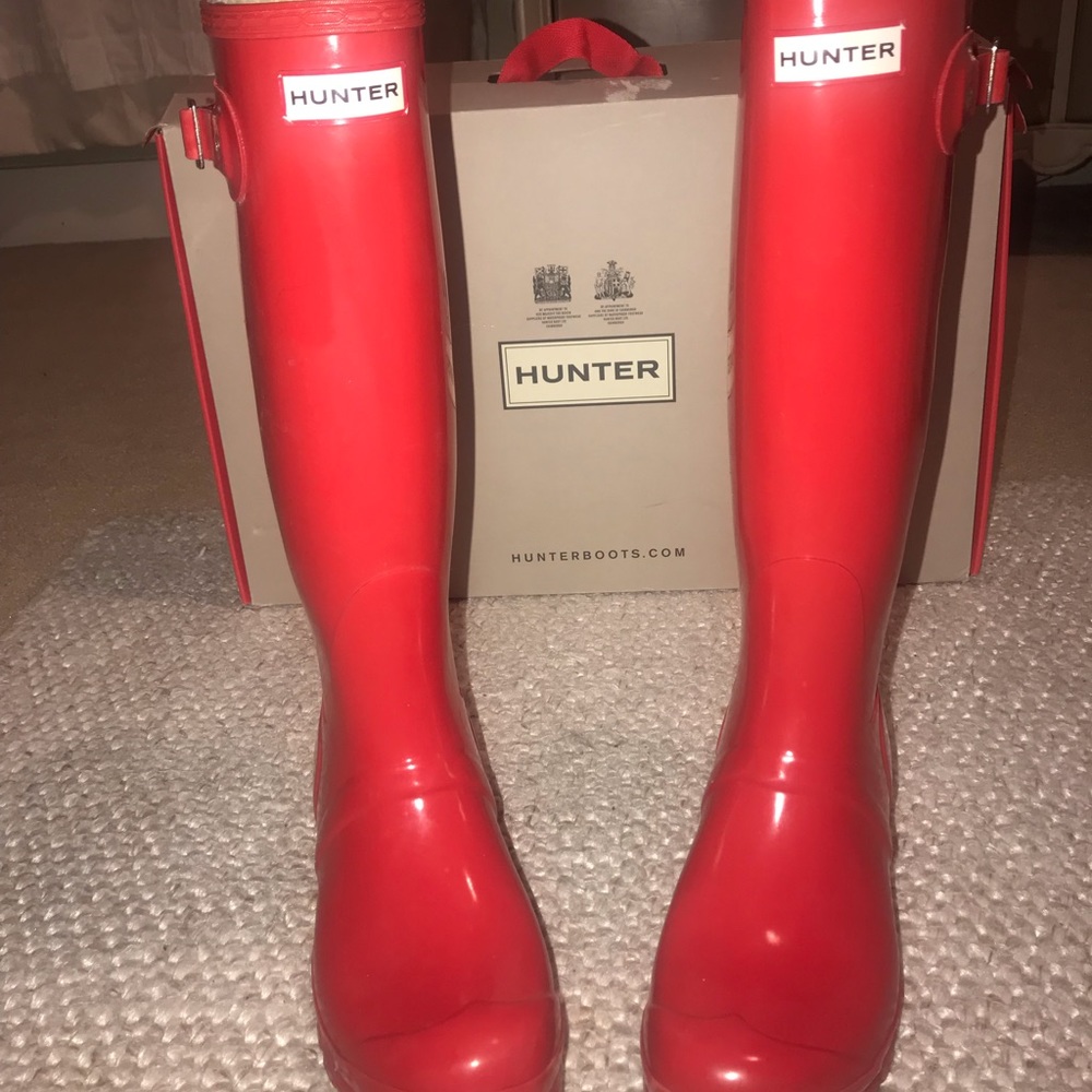 Tall Original Gloss Hunter Rain boots (Red)